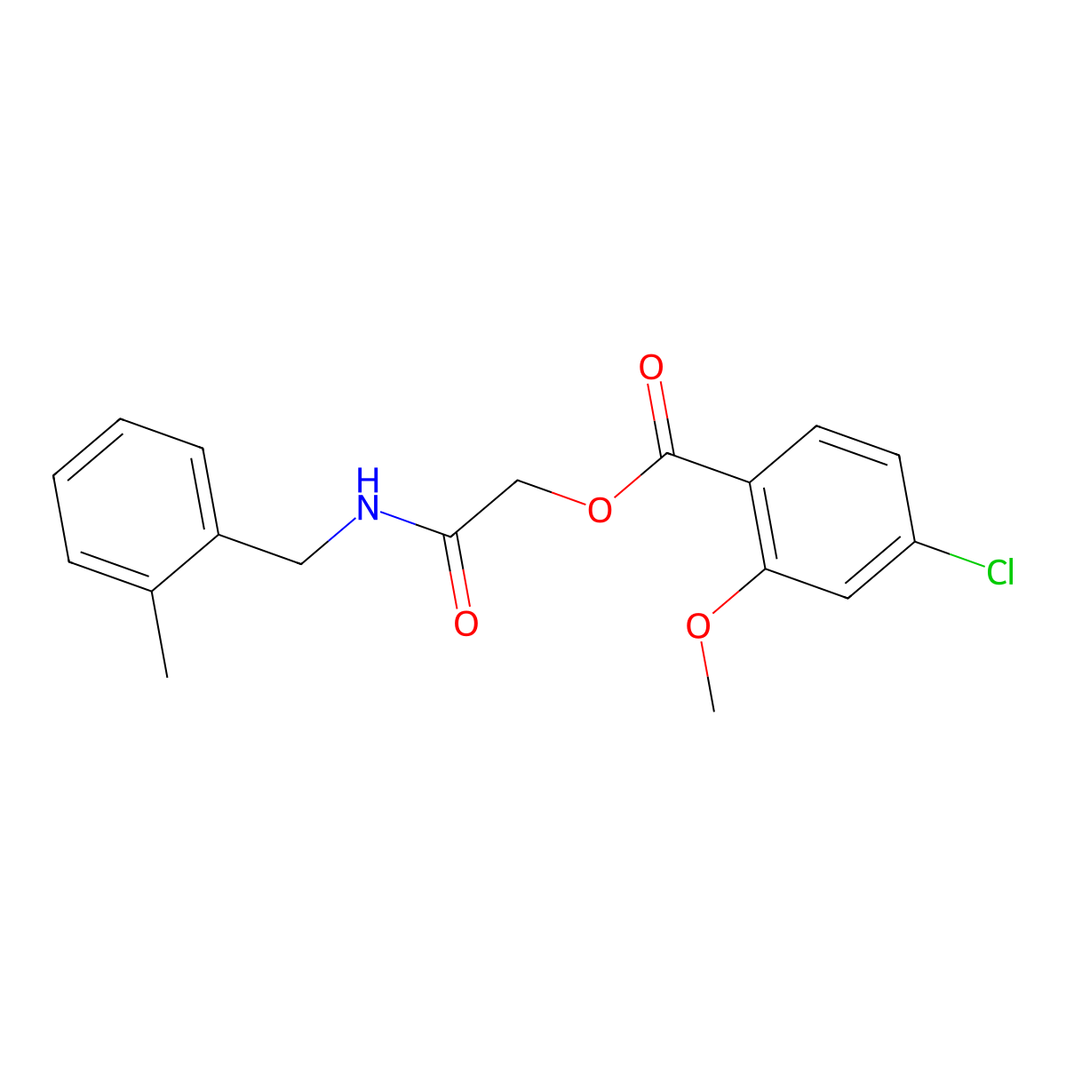 {[(2-Methylphenyl)methyl]carbamoyl}methyl 4-chloro-2-methoxybenzoate molecular structure, CAS 1794884-39-1