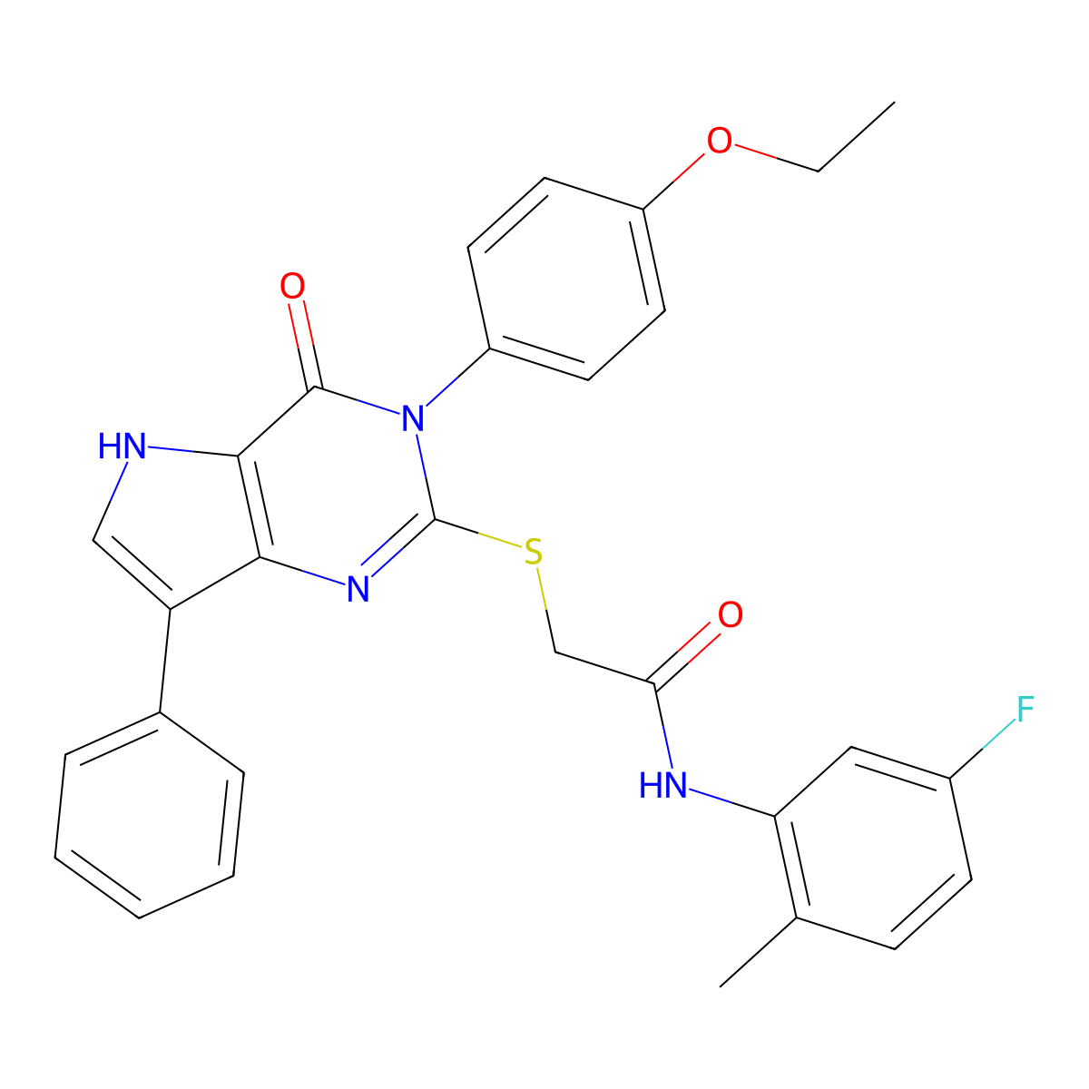 2-((3-(4-ethoxyphenyl)-4-oxo-7-phenyl-4,5-dihydro-3H-pyrrolo[3,2-d]pyrimidin-2-yl)thio)-N-(5-fluoro-2-methylphenyl)acetamide molecular structure, CAS 1794887-45-8