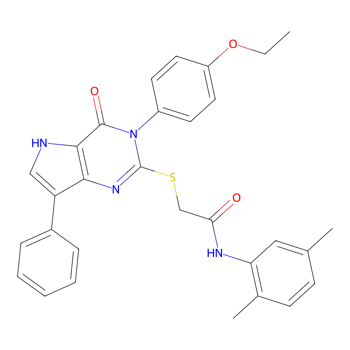 N-(2,5-dimethylphenyl)-2-{[3-(4-ethoxyphenyl)-4-oxo-7-phenyl-3H,4H,5H-pyrrolo[3,2-d]pyrimidin-2-yl]sulfanyl}acetamide molecular structure, CAS 1794887-49-2