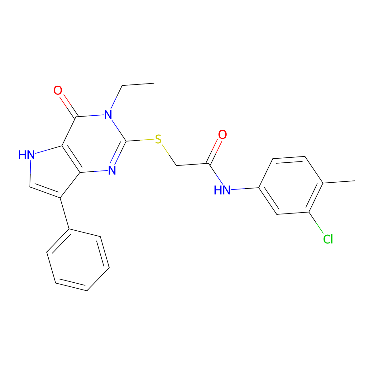 N-(3-chloro-4-methylphenyl)-2-((3-ethyl-4-oxo-7-phenyl-4,5-dihydro-3H-pyrrolo[3,2-d]pyrimidin-2-yl)thio)acetamide molecular structure, CAS 1794887-50-5