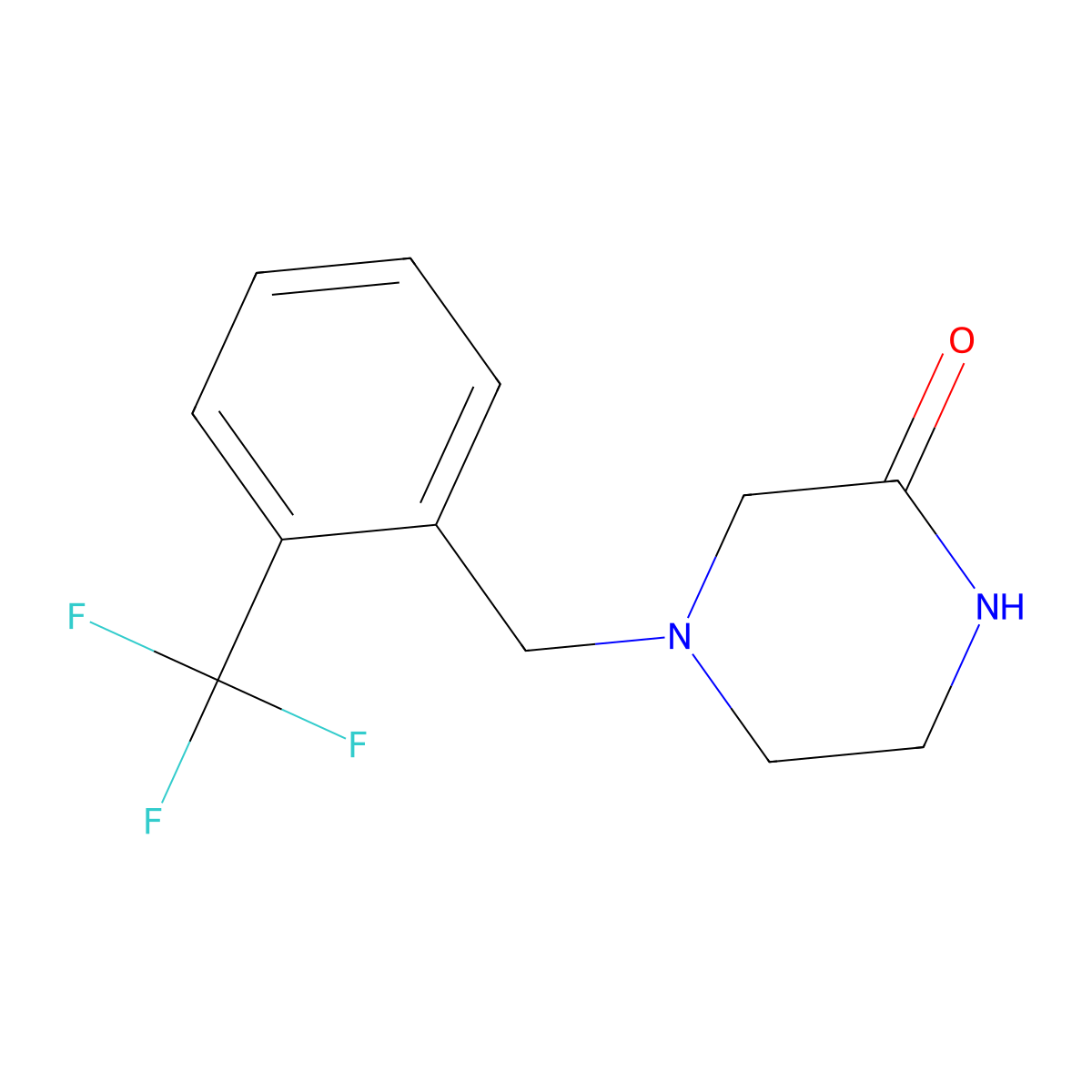 4-{[2-(Trifluoromethyl)phenyl]methyl}piperazin-2-one molecular structure, CAS 1794889-01-2