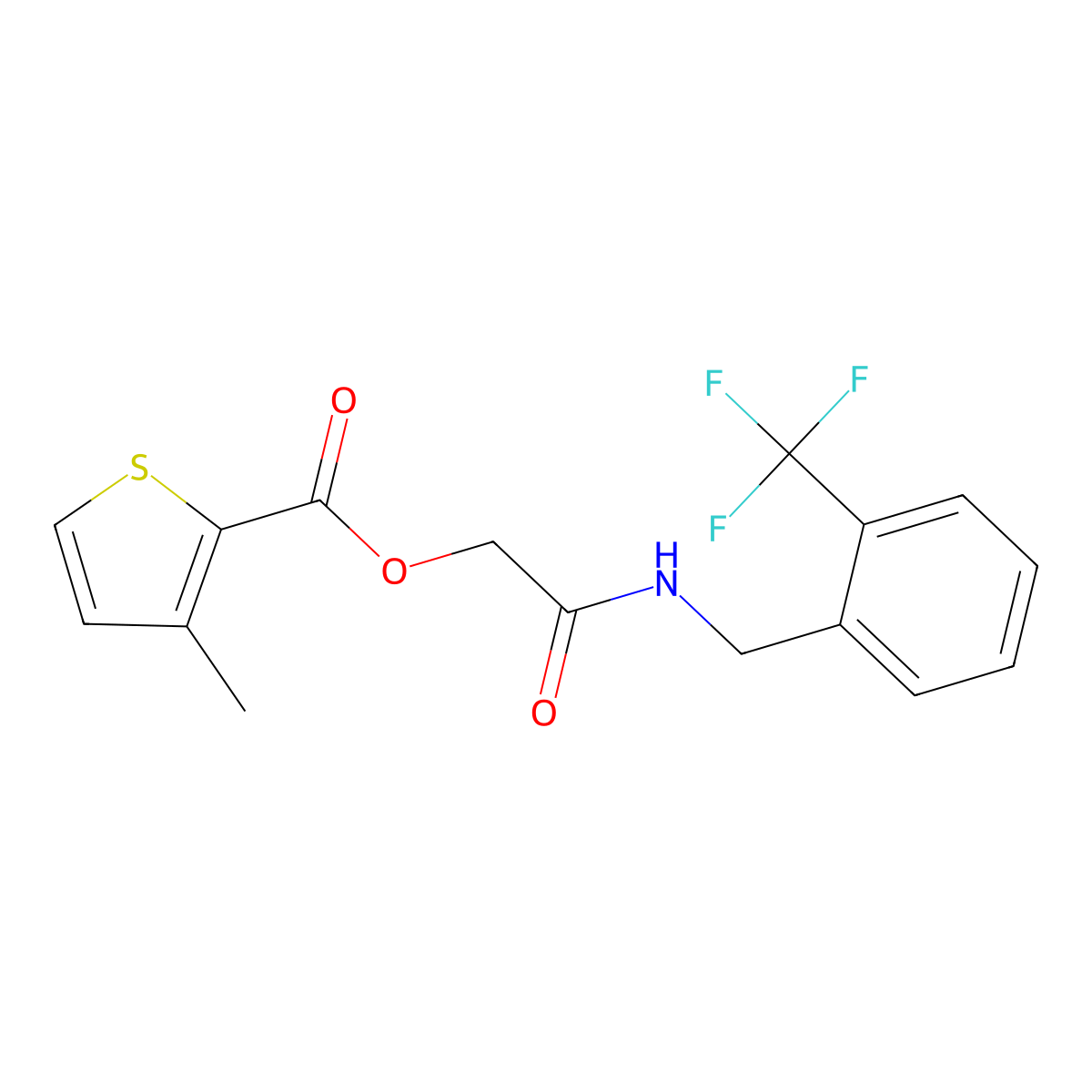 ({[2-(Trifluoromethyl)phenyl]methyl}carbamoyl)methyl 3-methylthiophene-2-carboxylate molecular structure, CAS 1794897-36-1
