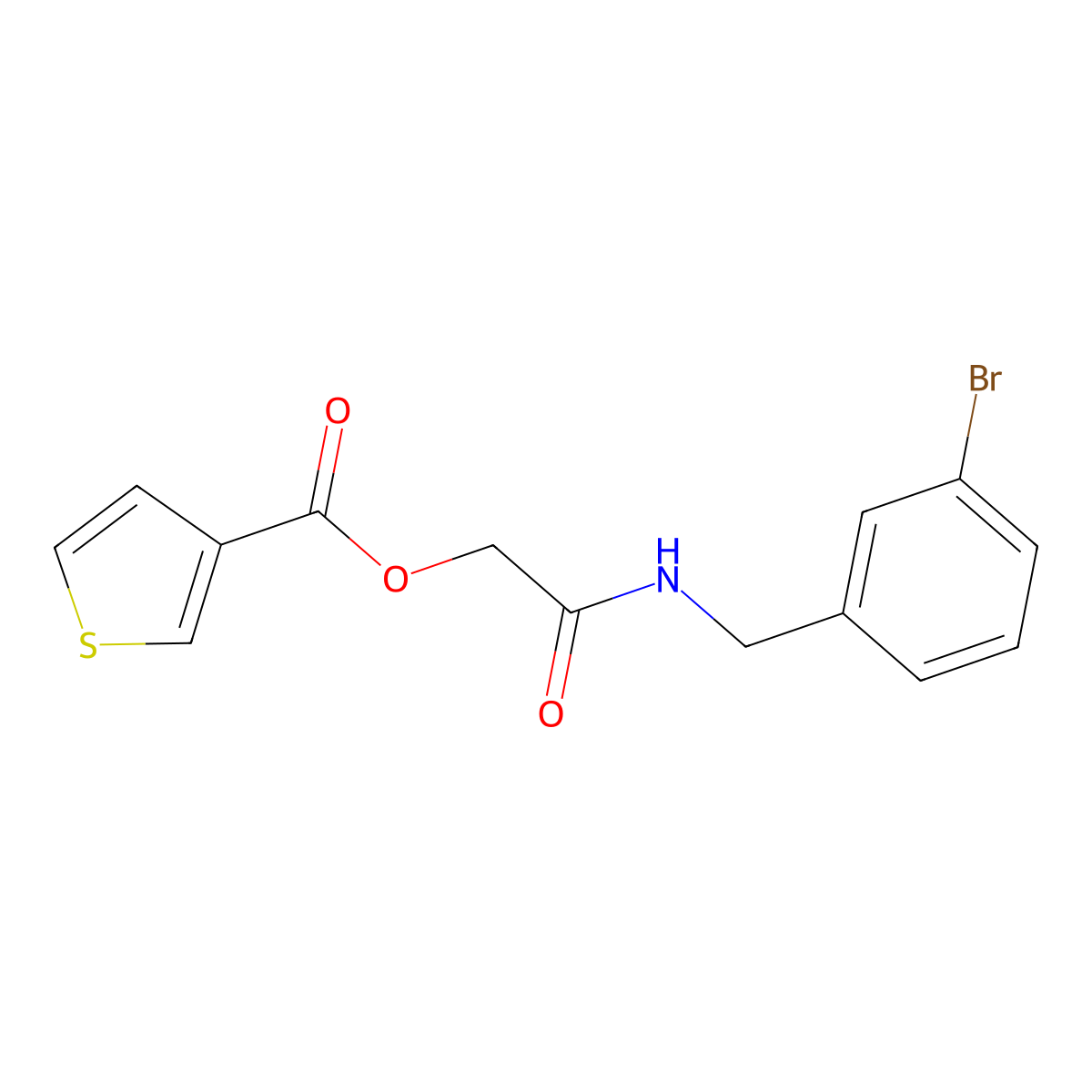 {[(3-Bromophenyl)methyl]carbamoyl}methyl thiophene-3-carboxylate molecular structure, CAS 1794897-40-7