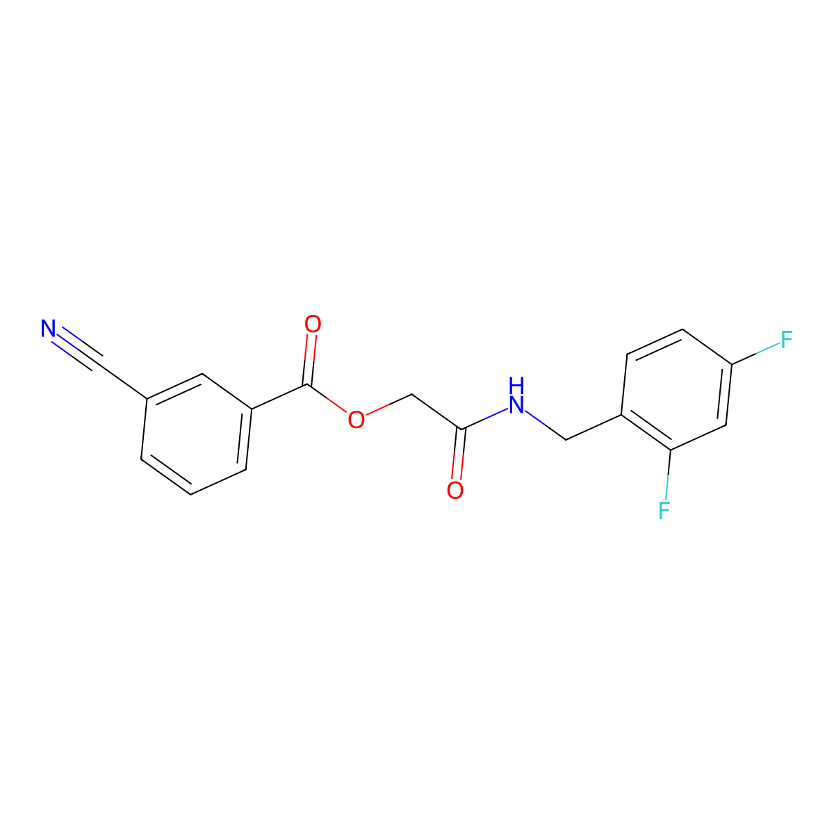 {[(2,4-Difluorophenyl)methyl]carbamoyl}methyl 3-cyanobenzoate molecular structure, CAS 1794897-49-6