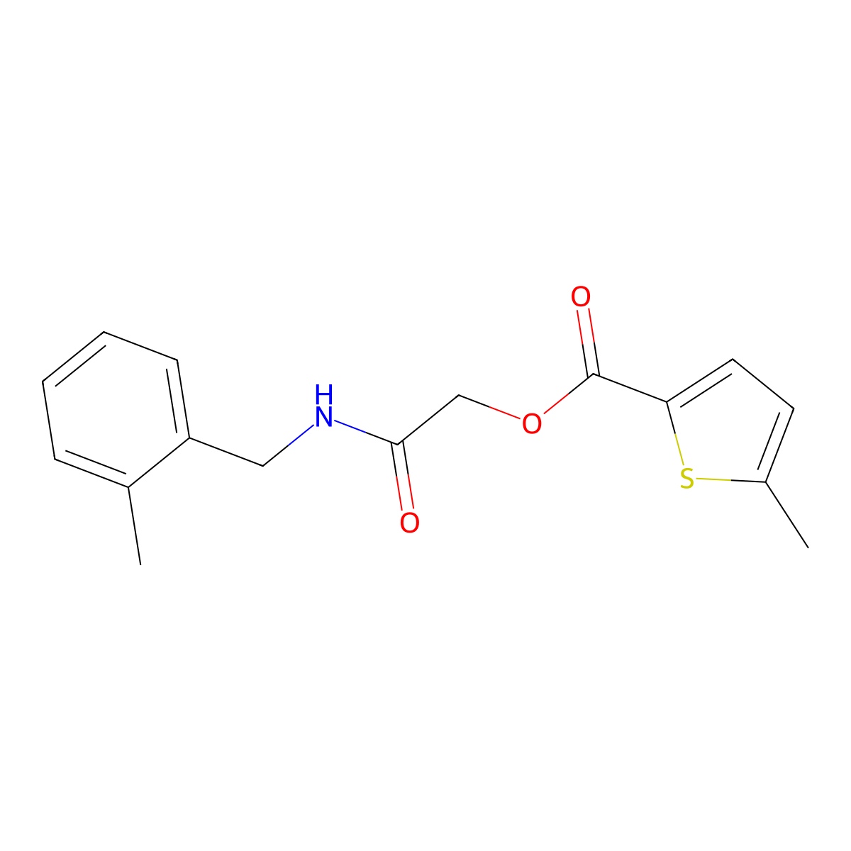 [2-[(2-Methylphenyl)methylamino]-2-oxoethyl] 5-methylthiophene-2-carboxylate molecular structure, CAS 1794897-59-8