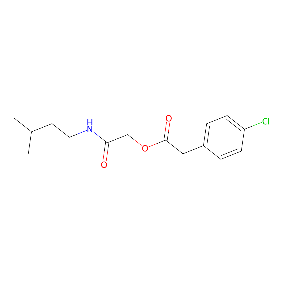 [(3-Methylbutyl)carbamoyl]methyl 2-(4-chlorophenyl)acetate molecular structure, CAS 1794908-90-9
