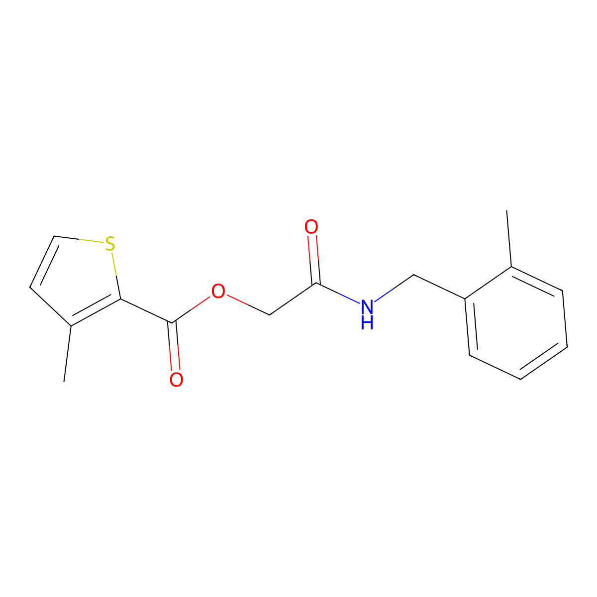 {[(2-Methylphenyl)methyl]carbamoyl}methyl 3-methylthiophene-2-carboxylate molecular structure, CAS 1794909-84-4
