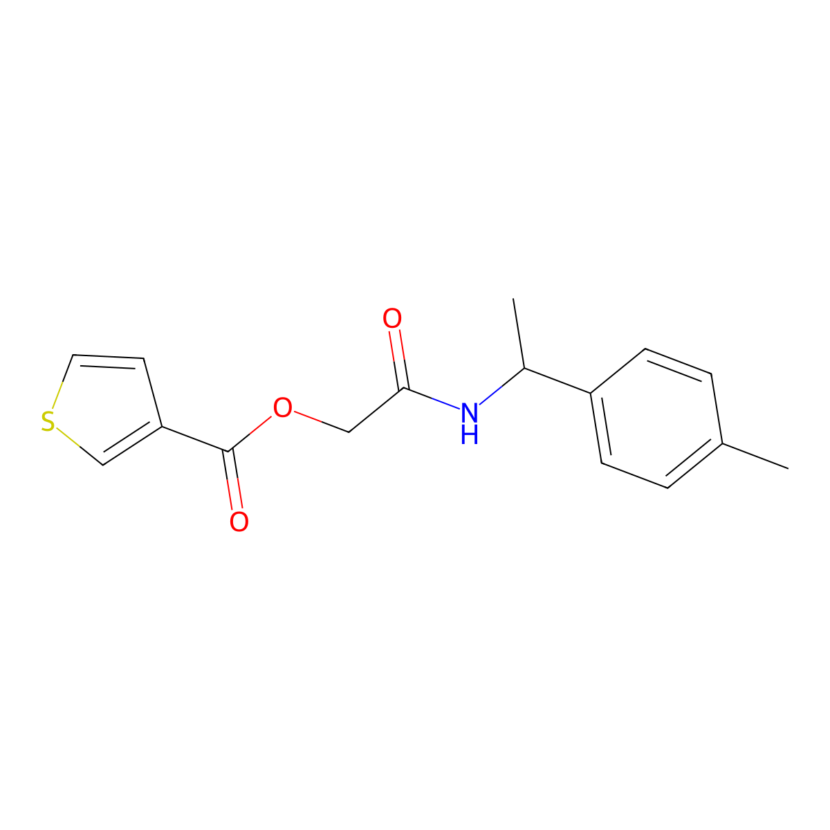 {[1-(4-Methylphenyl)ethyl]carbamoyl}methyl thiophene-3-carboxylate molecular structure, CAS 1794909-93-5