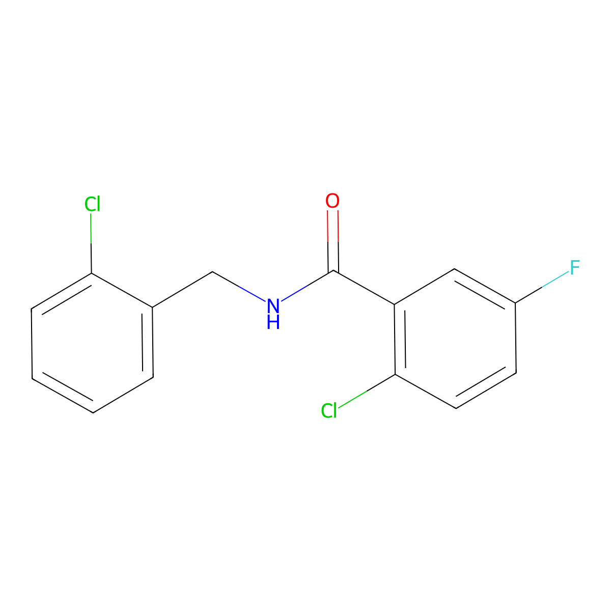 2-chloro-N-(2-chlorobenzyl)-5-fluorobenzamide molecular structure, CAS 1794913-90-8