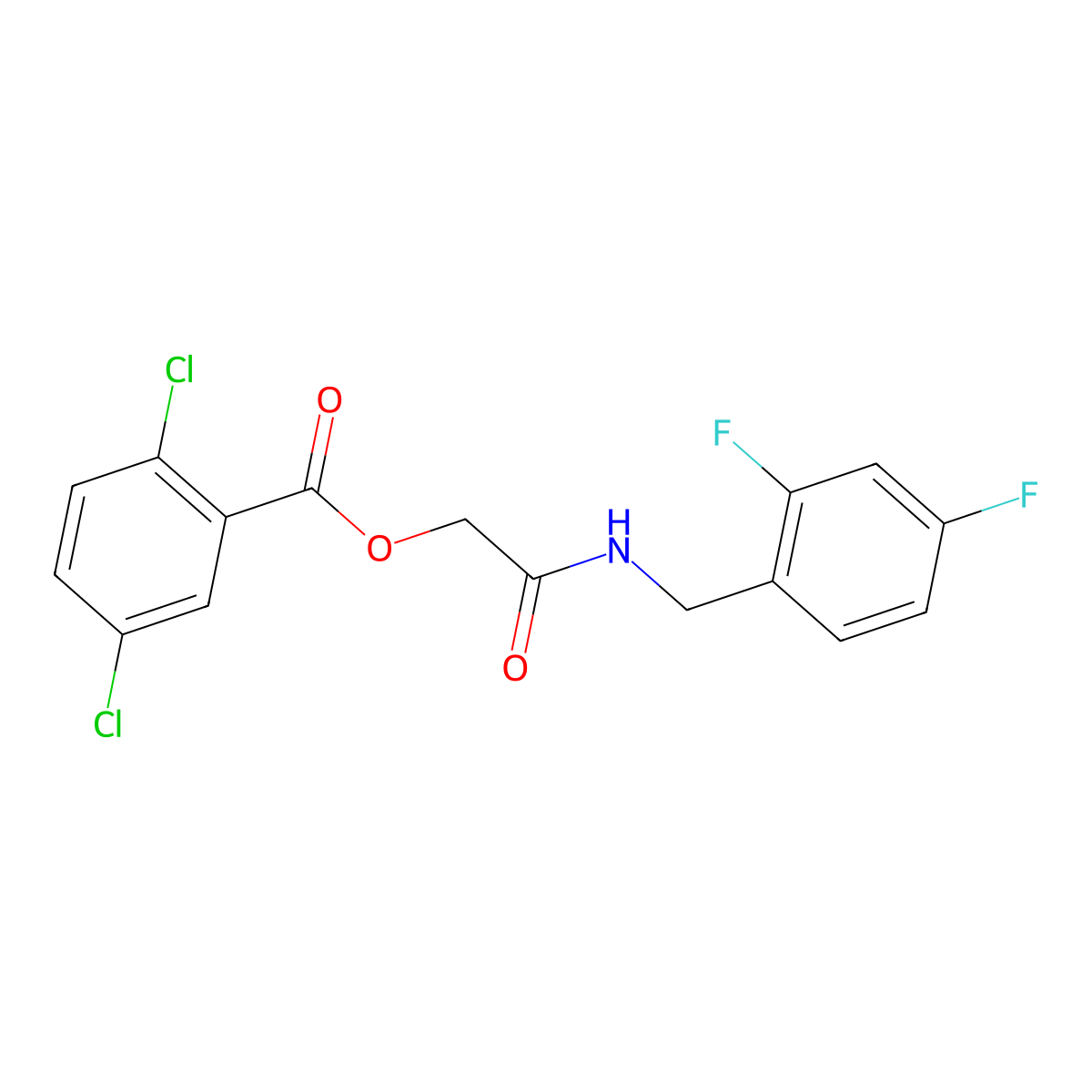{[(2,4-Difluorophenyl)methyl]carbamoyl}methyl 2,5-dichlorobenzoate molecular structure, CAS 1794916-16-7