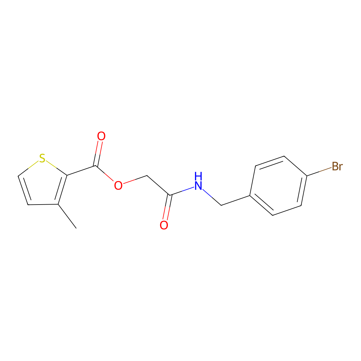 {[(4-Bromophenyl)methyl]carbamoyl}methyl 3-methylthiophene-2-carboxylate molecular structure, CAS 1794916-32-7