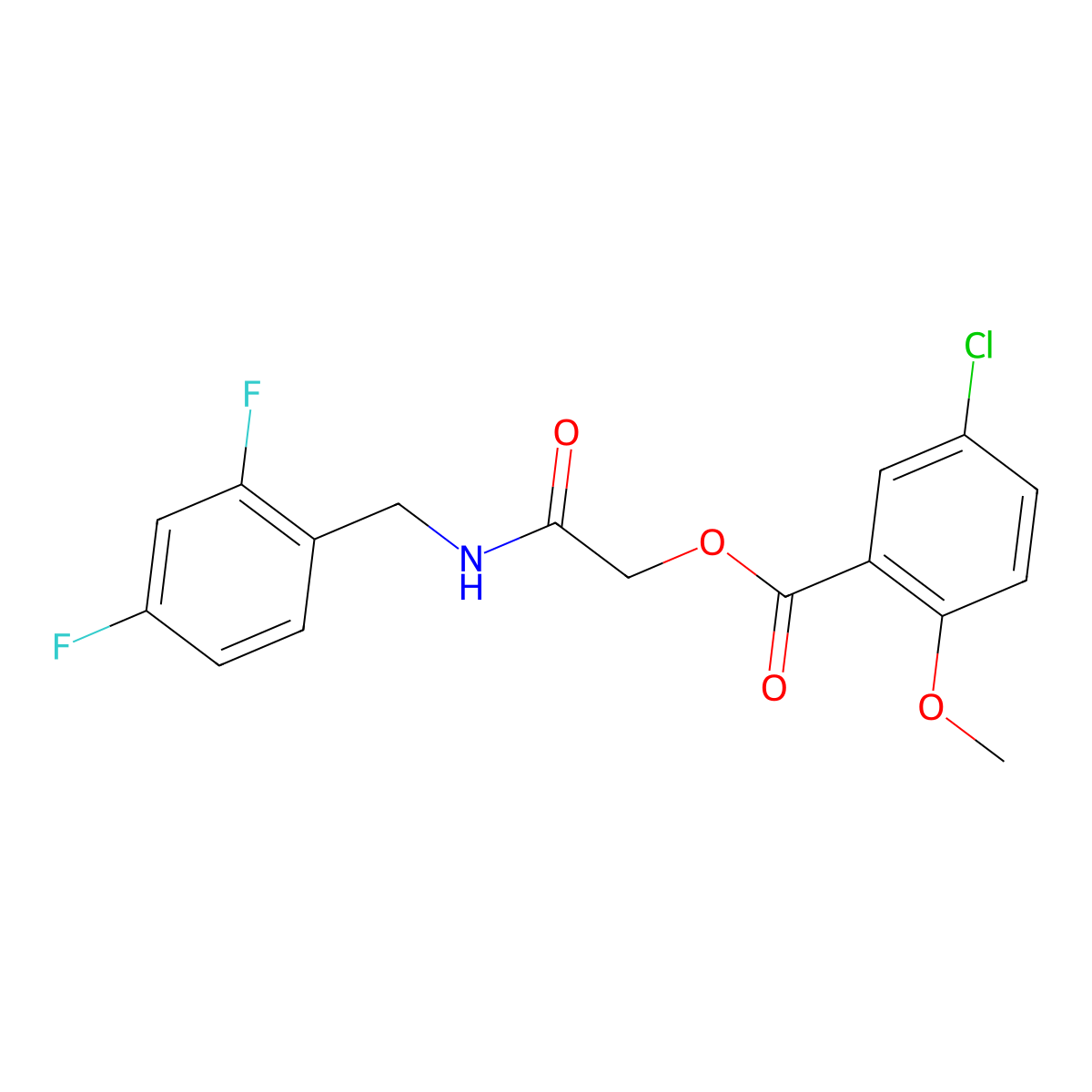 {[(2,4-Difluorophenyl)methyl]carbamoyl}methyl 5-chloro-2-methoxybenzoate molecular structure, CAS 1794917-13-7