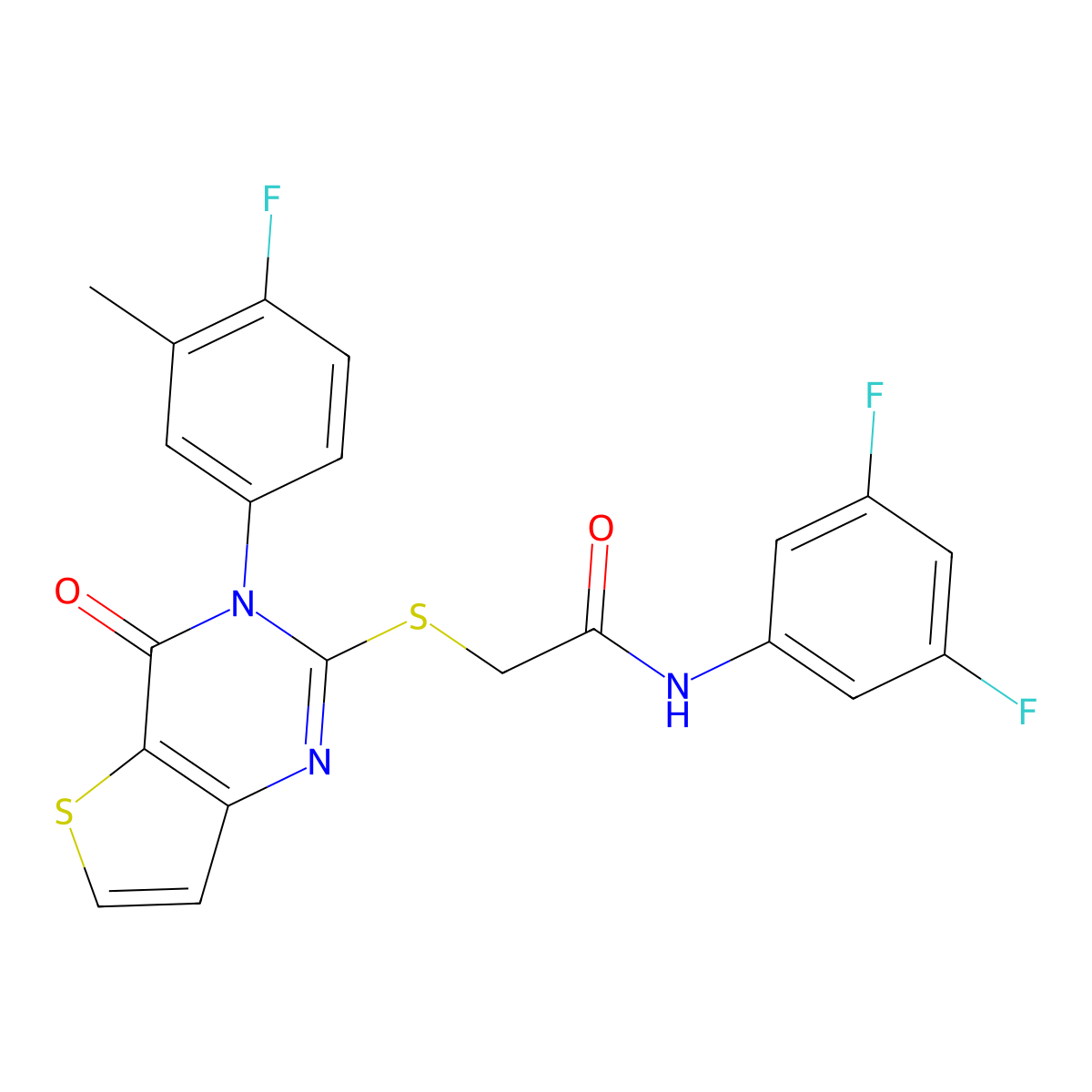 N-(3,5-difluorophenyl)-2-{[3-(4-fluoro-3-methylphenyl)-4-oxo-3H,4H-thieno[3,2-d]pyrimidin-2-yl]sulfanyl}acetamide molecular structure, CAS 1794917-58-0