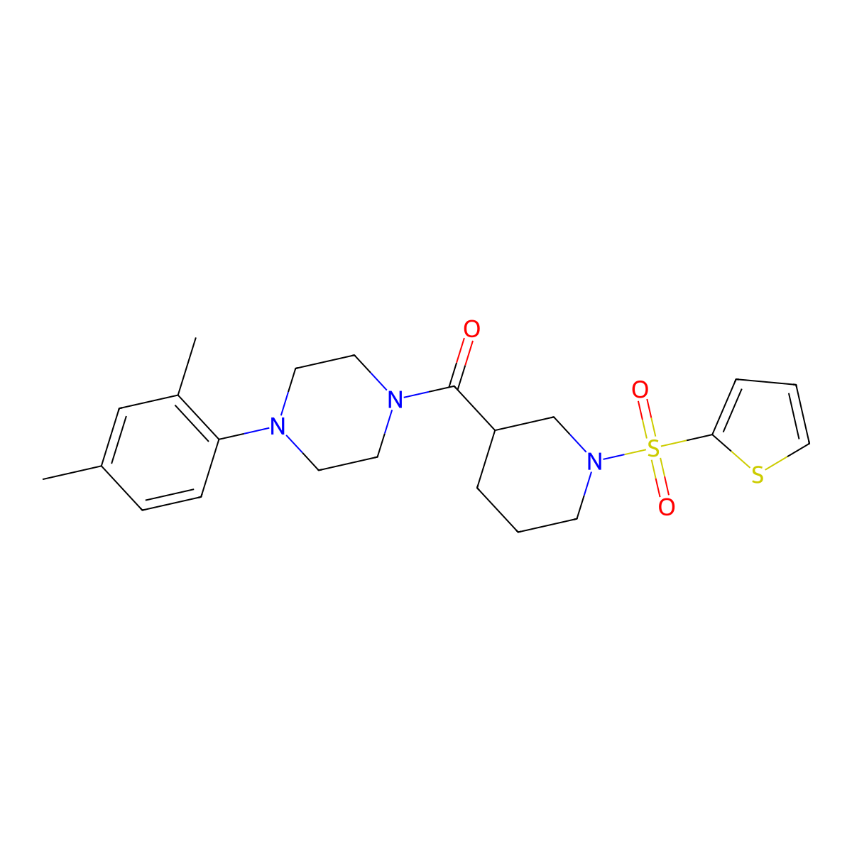 1-(2,4-Dimethylphenyl)-4-[1-(thiophene-2-sulfonyl)piperidine-3-carbonyl]piperazine molecular structure, CAS 1794918-18-5