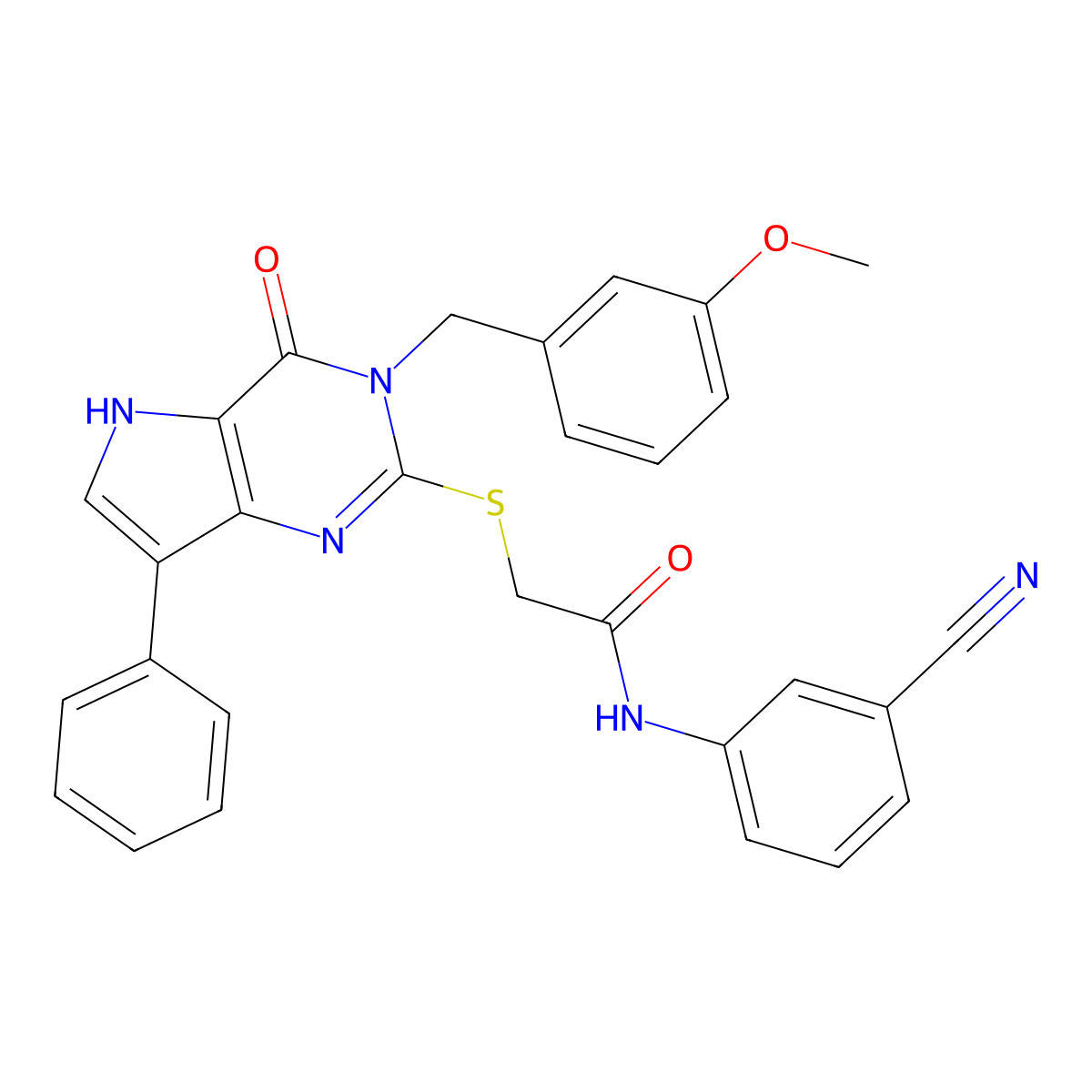 N-(3-cyanophenyl)-2-({3-[(3-methoxyphenyl)methyl]-4-oxo-7-phenyl-3H,4H,5H-pyrrolo[3,2-d]pyrimidin-2-yl}sulfanyl)acetamide molecular structure, CAS 1794922-45-4