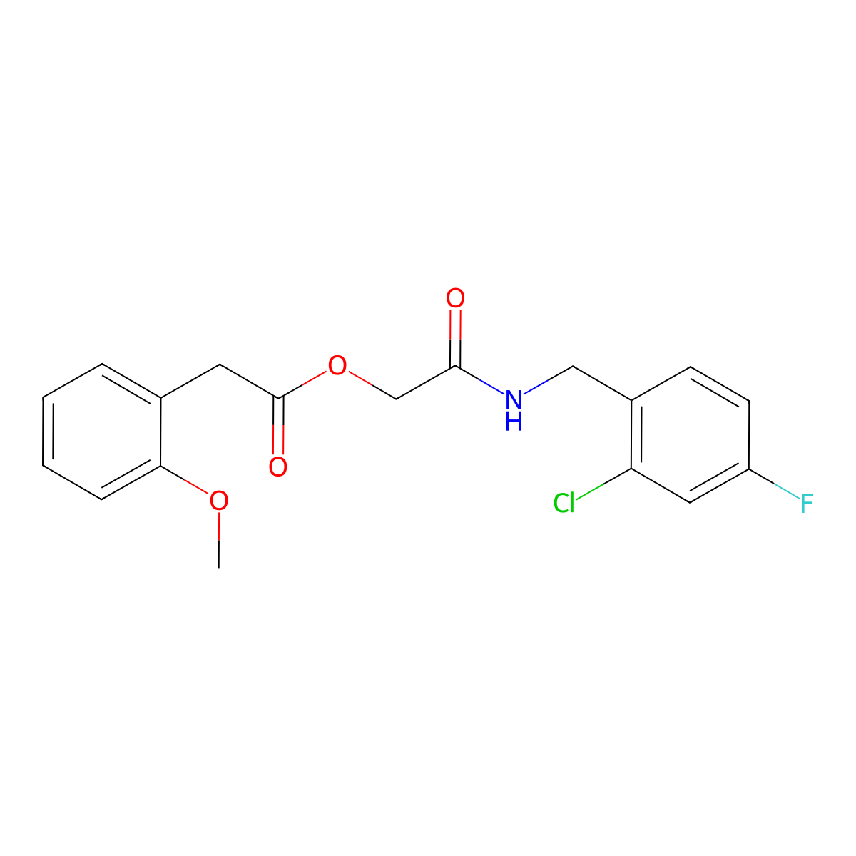 2-[(2-Chloro-4-fluorobenzyl)amino]-2-oxoethyl (2-methoxyphenyl)acetate molecular structure, CAS 1794928-96-3