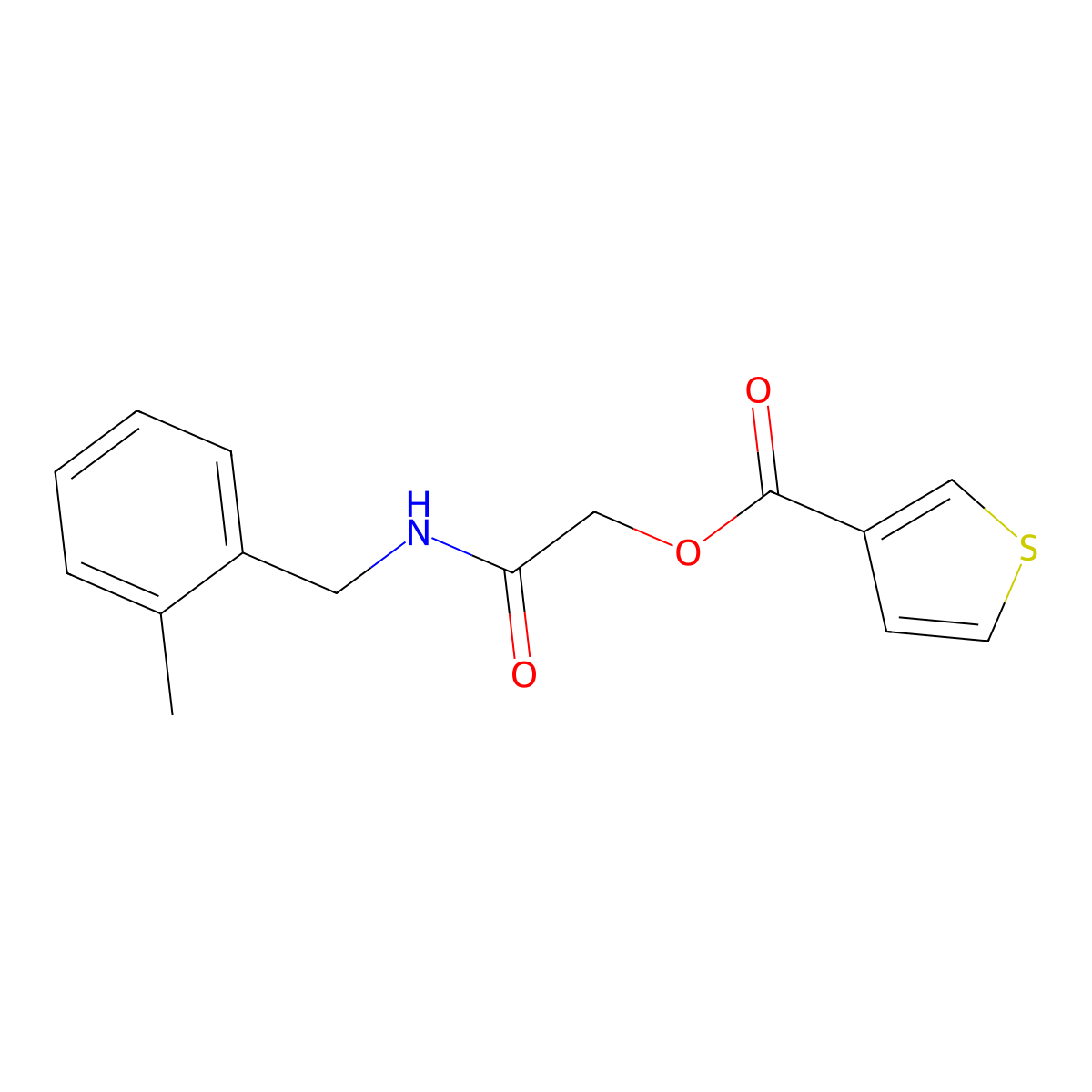 [2-[(2-Methylphenyl)methylamino]-2-oxoethyl] thiophene-3-carboxylate molecular structure, CAS 1794931-08-0