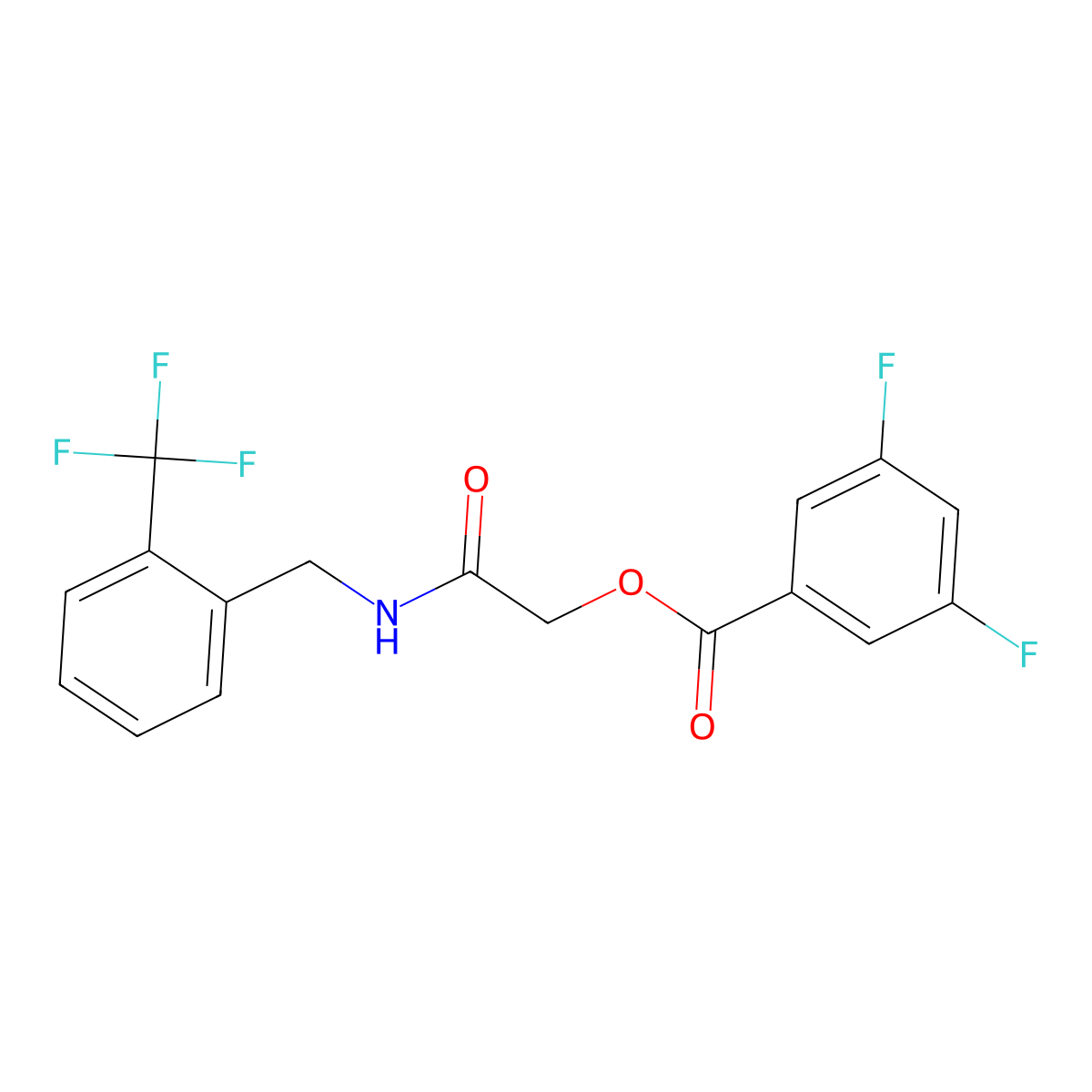 ({[2-(Trifluoromethyl)phenyl]methyl}carbamoyl)methyl 3,5-difluorobenzoate molecular structure, CAS 1794931-32-0
