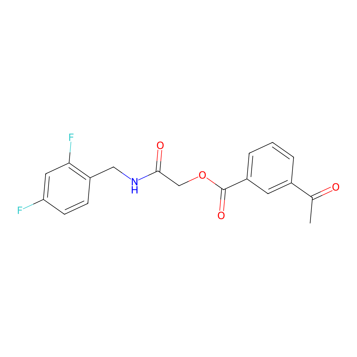 {[(2,4-Difluorophenyl)methyl]carbamoyl}methyl 3-acetylbenzoate molecular structure, CAS 1794931-46-6