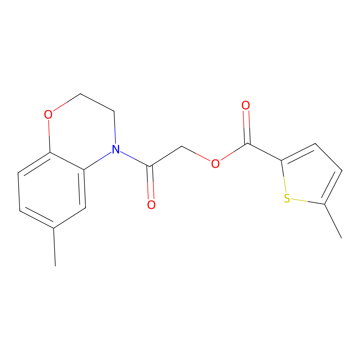 2-(6-methyl-2,3-dihydro-4H-1,4-benzoxazin-4-yl)-2-oxoethyl 5-methylthiophene-2-carboxylate molecular structure, CAS 1794931-54-6