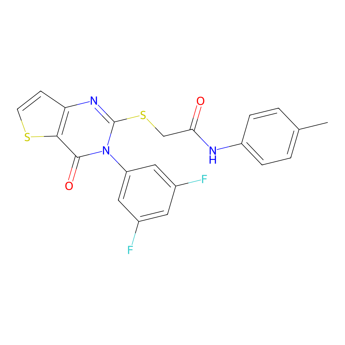 2-{[3-(3,5-difluorophenyl)-4-oxo-3H,4H-thieno[3,2-d]pyrimidin-2-yl]sulfanyl}-N-(4-methylphenyl)acetamide molecular structure, CAS 1794932-26-5