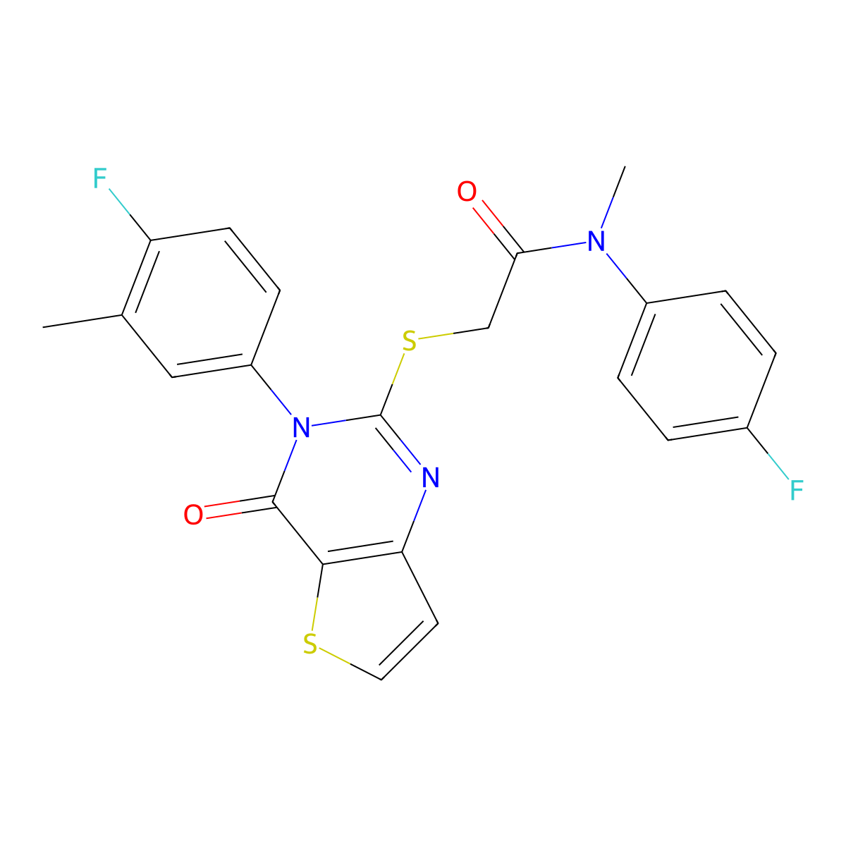 2-{[3-(4-fluoro-3-methylphenyl)-4-oxo-3H,4H-thieno[3,2-d]pyrimidin-2-yl]sulfanyl}-N-(4-fluorophenyl)-N-methylacetamide molecular structure, CAS 1794932-35-6