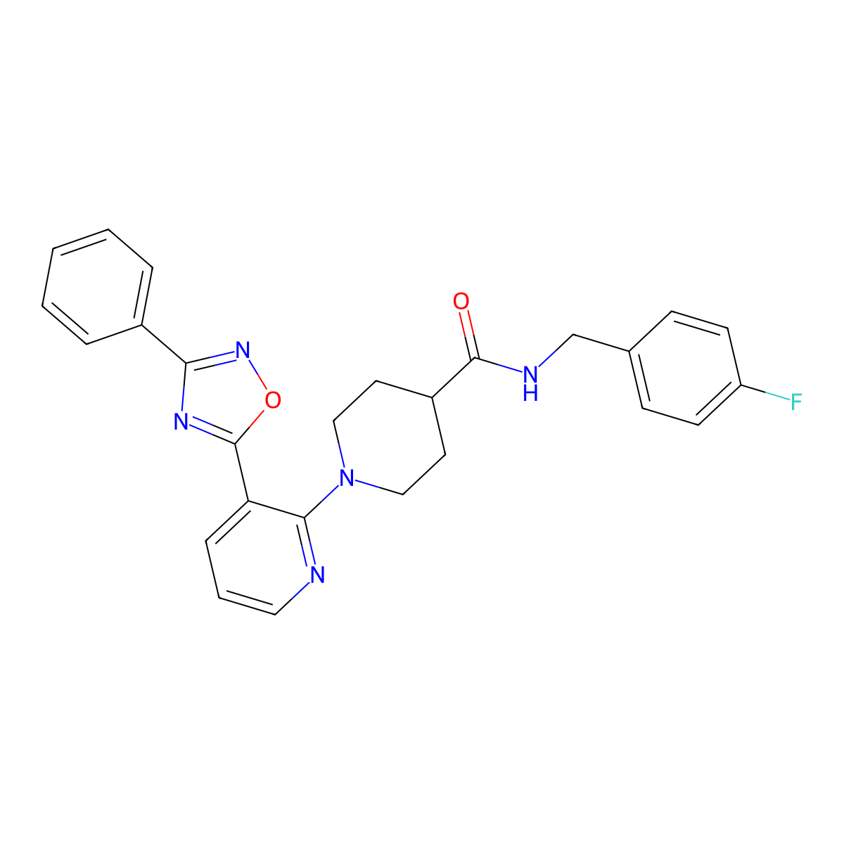 N-[(4-Fluorophenyl)methyl]-1-[3-(3-phenyl-1,2,4-oxadiazol-5-YL)pyridin-2-YL]piperidine-4-carboxamide molecular structure, CAS 1794932-74-3