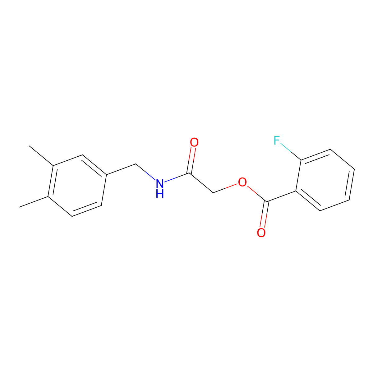 {[(3,4-Dimethylphenyl)methyl]carbamoyl}methyl 2-fluorobenzoate molecular structure, CAS 1794935-15-1