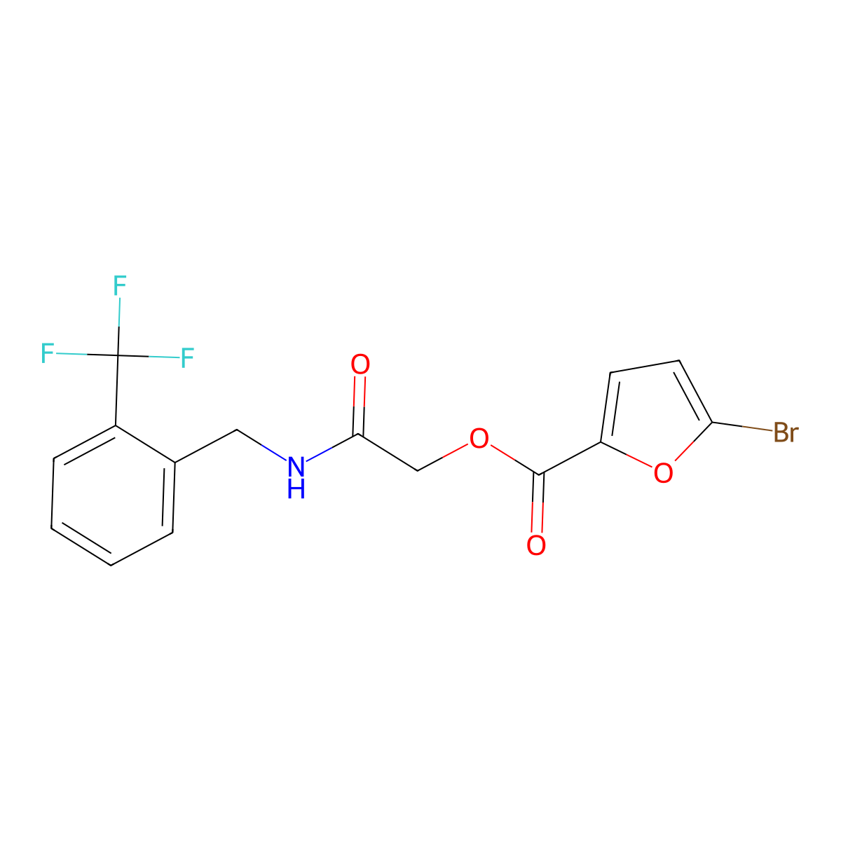 ({[2-(Trifluoromethyl)phenyl]methyl}carbamoyl)methyl 5-bromofuran-2-carboxylate molecular structure, CAS 1794935-27-5