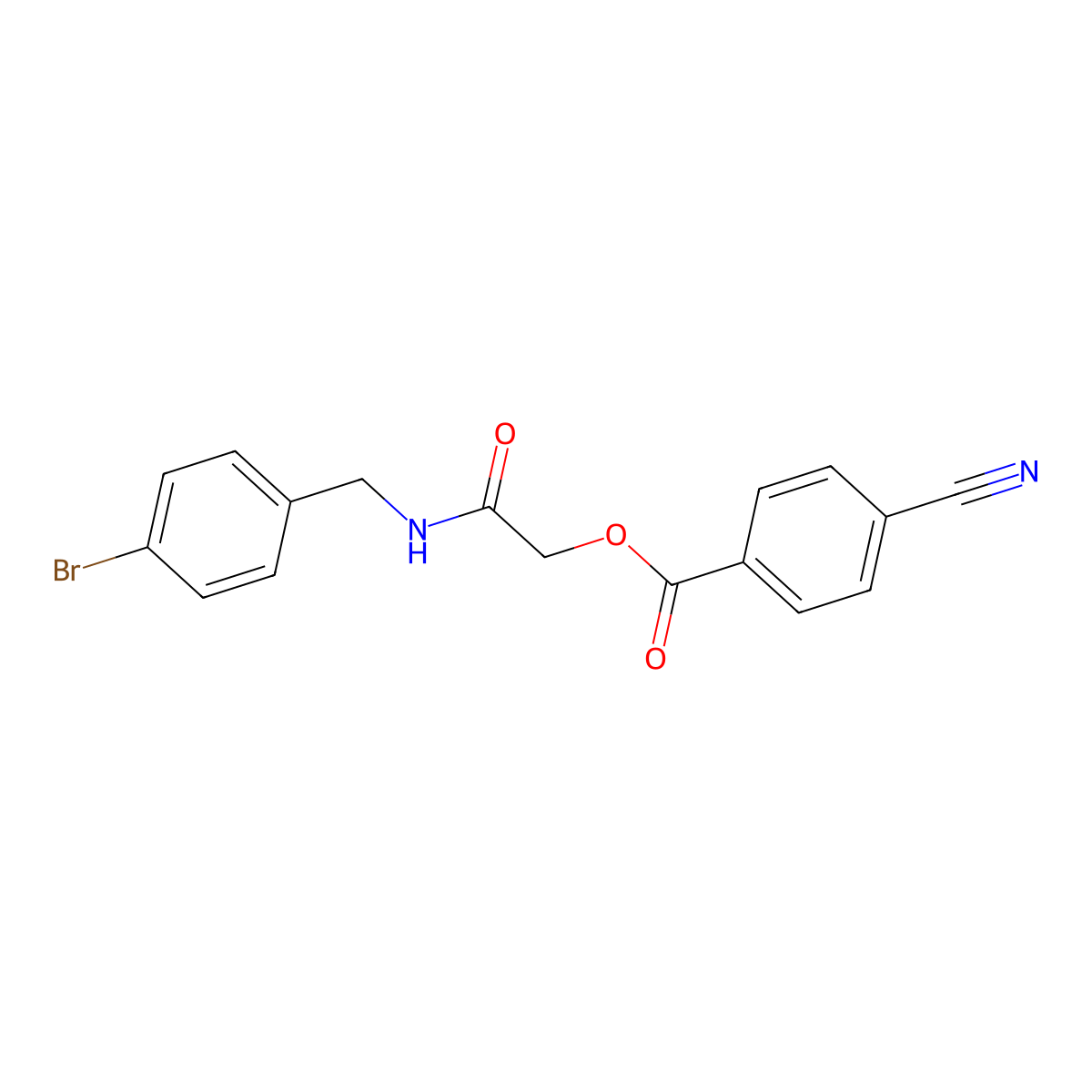 {[(4-Bromophenyl)methyl]carbamoyl}methyl 4-cyanobenzoate molecular structure, CAS 1794935-58-2