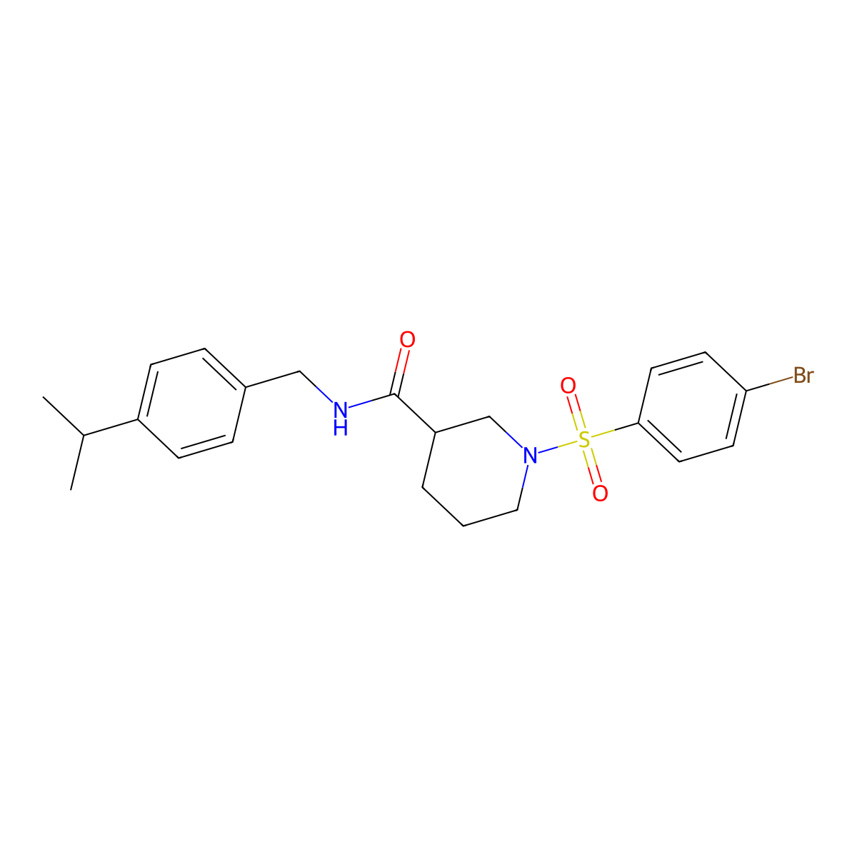 1-(4-bromobenzenesulfonyl)-N-{[4-(propan-2-yl)phenyl]methyl}piperidine-3-carboxamide molecular structure, CAS 1794938-58-1