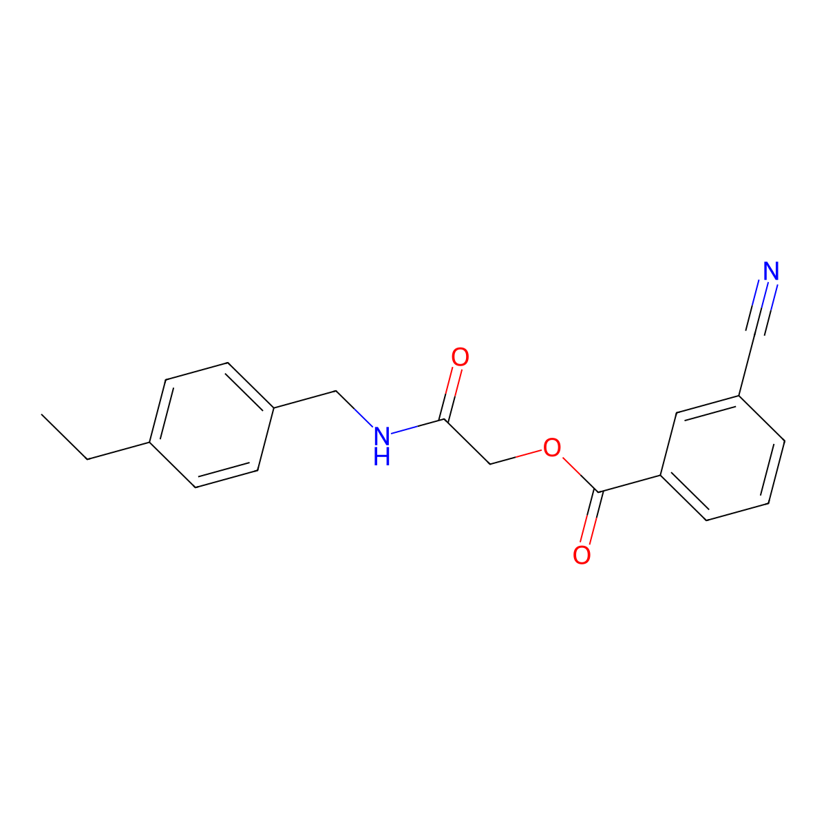 {[(4-Ethylphenyl)methyl]carbamoyl}methyl 3-cyanobenzoate molecular structure, CAS 1794939-38-0