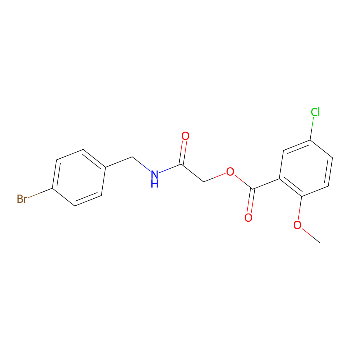 {[(4-Bromophenyl)methyl]carbamoyl}methyl 5-chloro-2-methoxybenzoate molecular structure, CAS 1794939-62-0