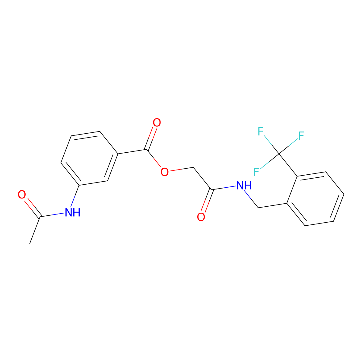 2-Oxo-2-((2-(trifluoromethyl)benzyl)amino)ethyl 3-acetamidobenzoate molecular structure, CAS 1794939-75-5