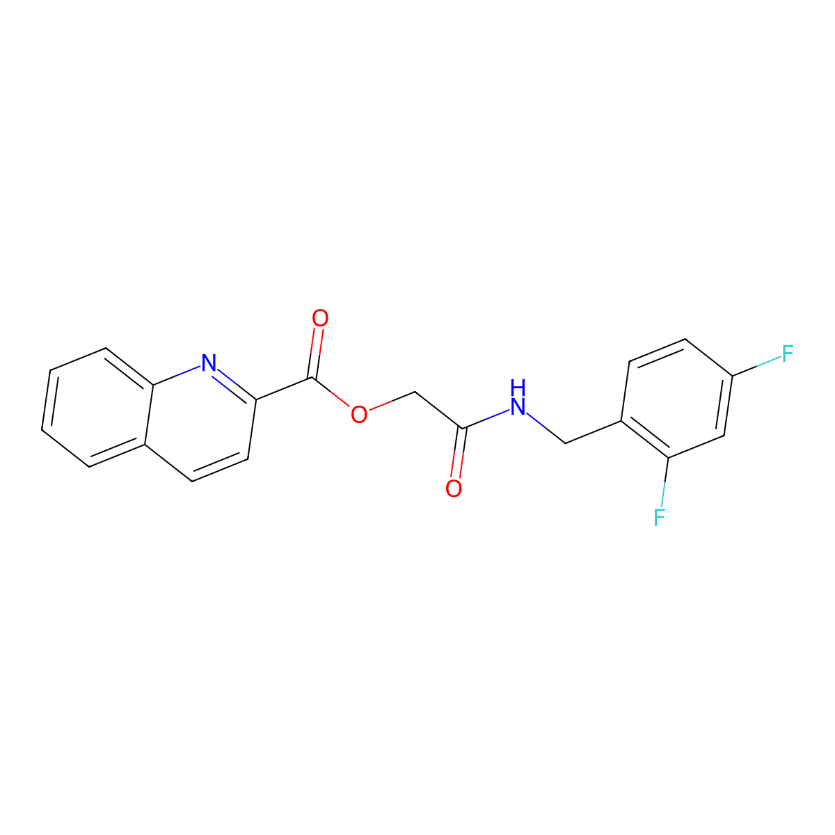 {[(2,4-Difluorophenyl)methyl]carbamoyl}methyl quinoline-2-carboxylate molecular structure, CAS 1794939-90-4