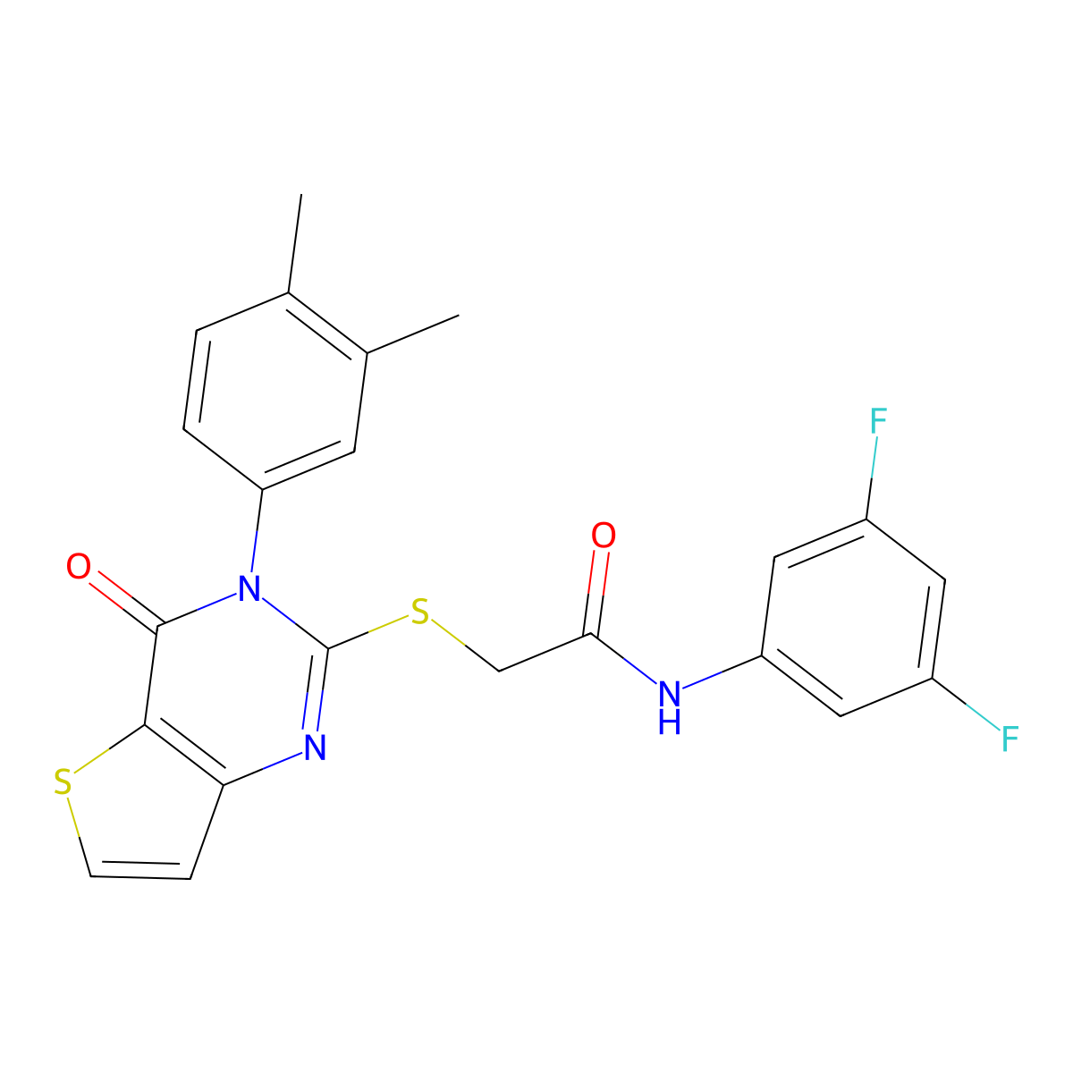 N-(3,5-difluorophenyl)-2-((3-(3,4-dimethylphenyl)-4-oxo-3,4-dihydrothieno[3,2-d]pyrimidin-2-yl)thio)acetamide molecular structure, CAS 1794939-96-0
