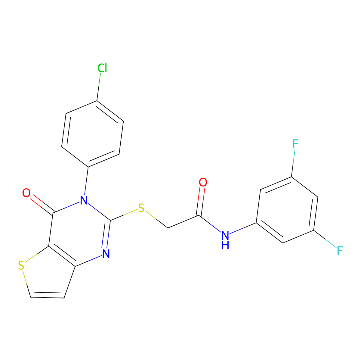 2-{[3-(4-chlorophenyl)-4-oxo-3H,4H-thieno[3,2-d]pyrimidin-2-yl]sulfanyl}-N-(3,5-difluorophenyl)acetamide molecular structure, CAS 1794940-03-6