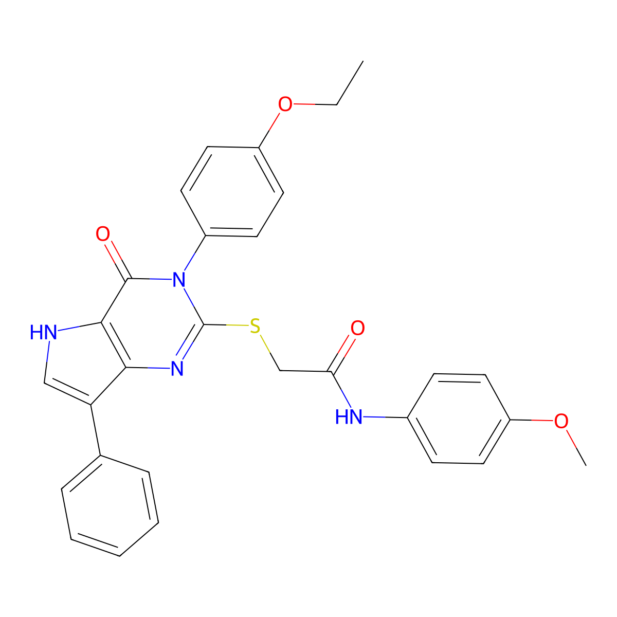 2-{[3-(4-ethoxyphenyl)-4-oxo-7-phenyl-3H,4H,5H-pyrrolo[3,2-d]pyrimidin-2-yl]sulfanyl}-N-(4-methoxyphenyl)acetamide molecular structure, CAS 1794943-78-4