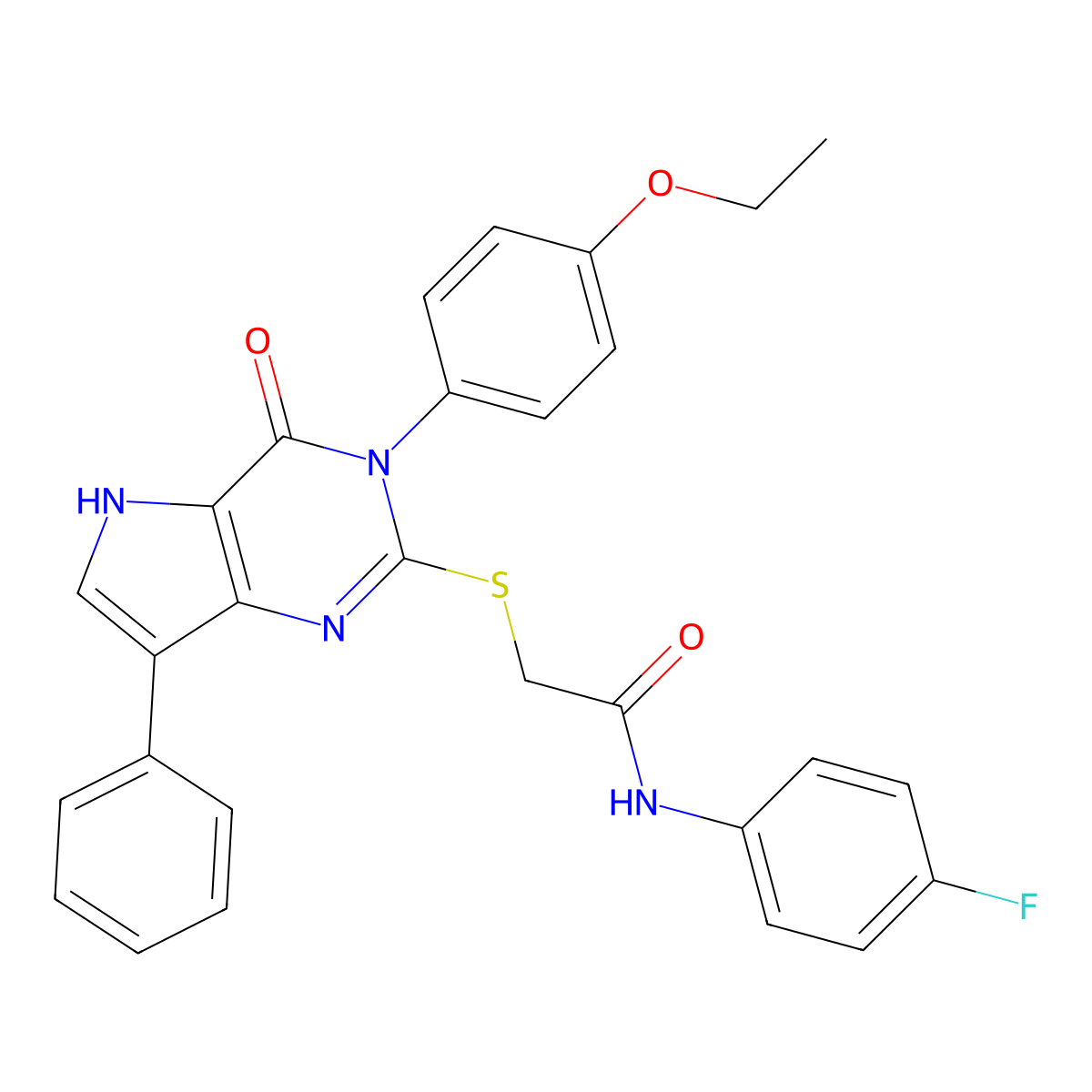2-{[3-(4-ethoxyphenyl)-4-oxo-7-phenyl-3H,4H,5H-pyrrolo[3,2-d]pyrimidin-2-yl]sulfanyl}-N-(4-fluorophenyl)acetamide molecular structure, CAS 1794944-90-3
