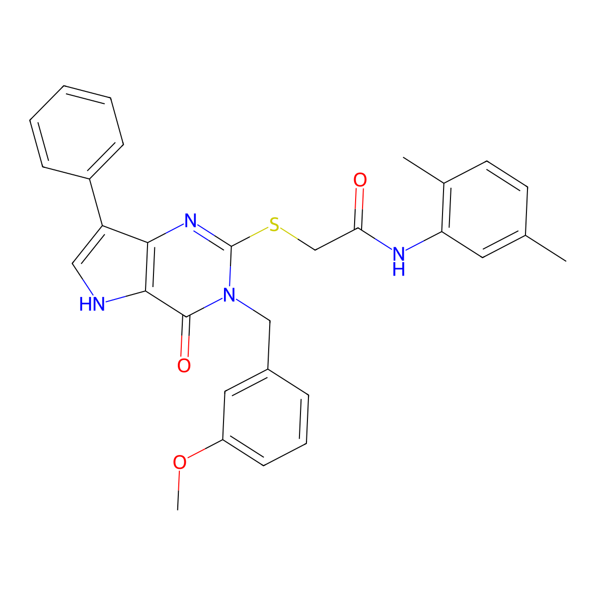 N-(2,5-dimethylphenyl)-2-({3-[(3-methoxyphenyl)methyl]-4-oxo-7-phenyl-3H,4H,5H-pyrrolo[3,2-d]pyrimidin-2-yl}sulfanyl)acetamide molecular structure, CAS 1794944-95-8