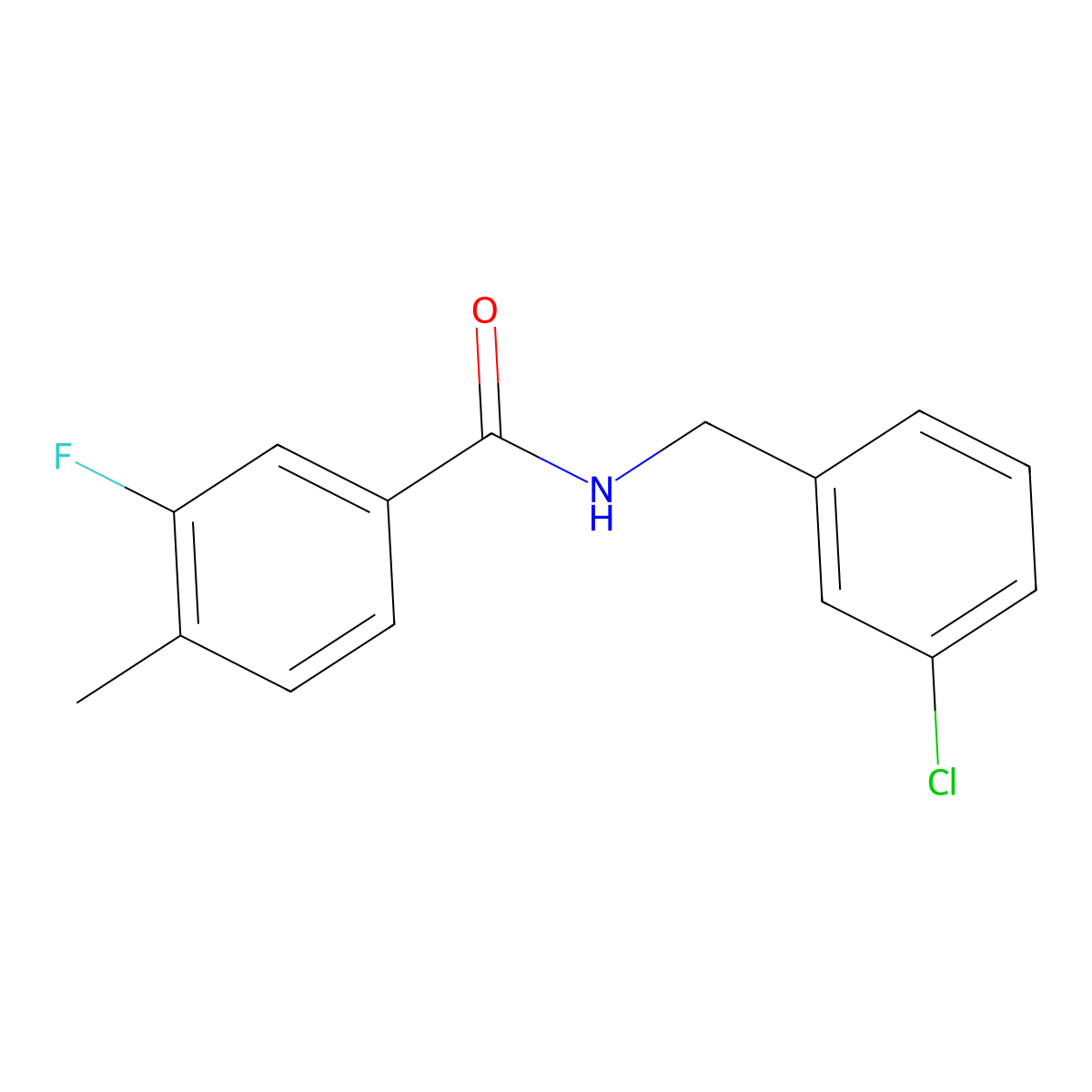 N-[(3-chlorophenyl)methyl]-3-fluoro-4-methylbenzamide molecular structure, CAS 1794948-54-1