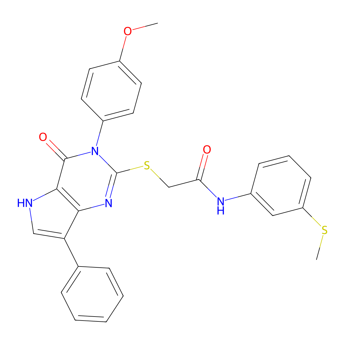 2-((3-(4-methoxyphenyl)-4-oxo-7-phenyl-4,5-dihydro-3H-pyrrolo[3,2-d]pyrimidin-2-yl)thio)-N-(3-(methylthio)phenyl)acetamide molecular structure, CAS 1794958-88-5