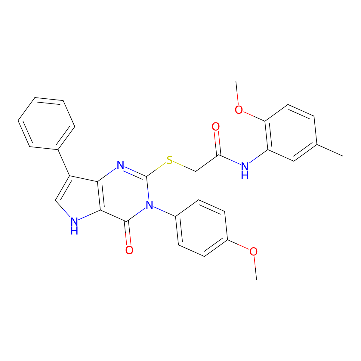 N-(2-methoxy-5-methylphenyl)-2-((3-(4-methoxyphenyl)-4-oxo-7-phenyl-4,5-dihydro-3H-pyrrolo[3,2-d]pyrimidin-2-yl)thio)acetamide molecular structure, CAS 1794959-04-8