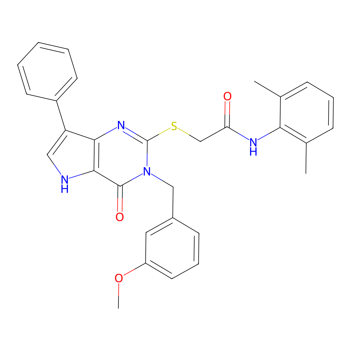 N-(2,6-dimethylphenyl)-2-({3-[(3-methoxyphenyl)methyl]-4-oxo-7-phenyl-3H,4H,5H-pyrrolo[3,2-d]pyrimidin-2-yl}sulfanyl)acetamide molecular structure, CAS 1794959-09-3