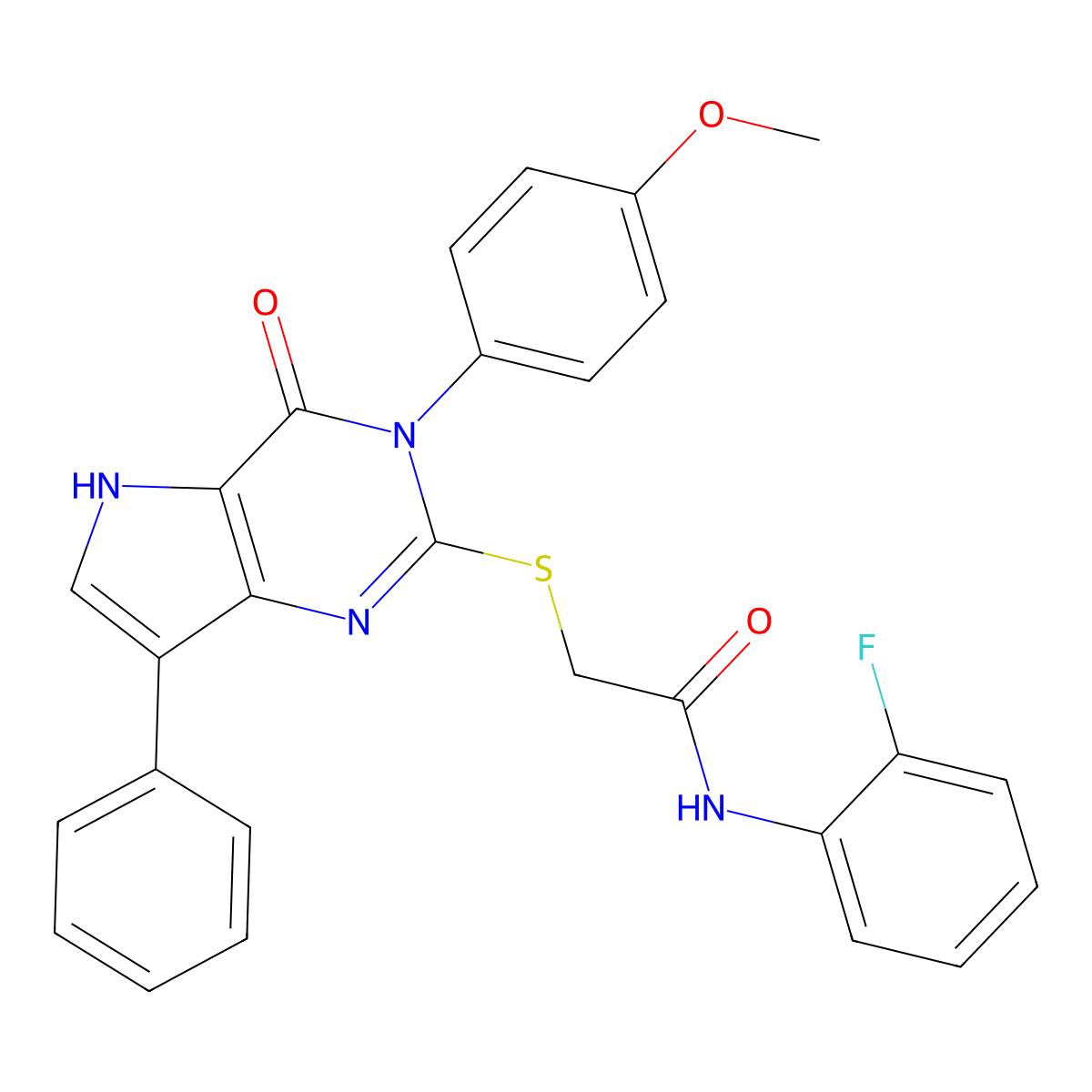 N-(2-fluorophenyl)-2-{[3-(4-methoxyphenyl)-4-oxo-7-phenyl-3H,4H,5H-pyrrolo[3,2-d]pyrimidin-2-yl]sulfanyl}acetamide molecular structure, CAS 1794959-35-5