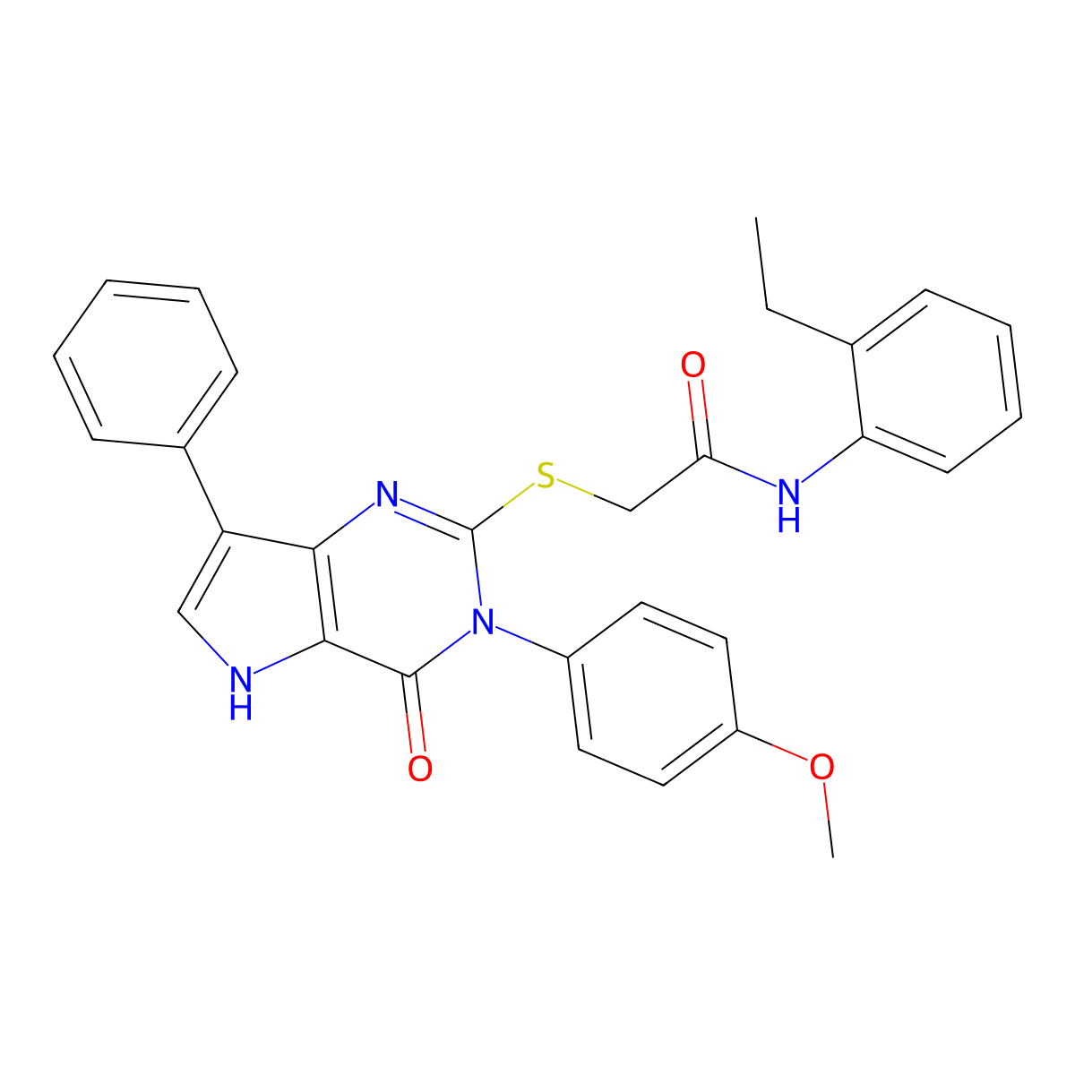 N-(2-ethylphenyl)-2-{[3-(4-methoxyphenyl)-4-oxo-7-phenyl-3H,4H,5H-pyrrolo[3,2-d]pyrimidin-2-yl]sulfanyl}acetamide molecular structure, CAS 1794959-43-5