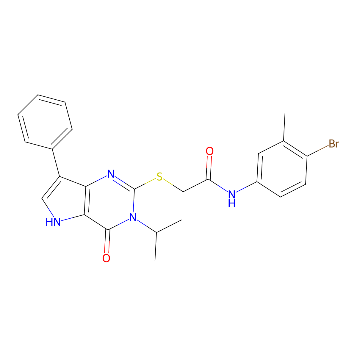 N-(4-bromo-3-methylphenyl)-2-((3-isopropyl-4-oxo-7-phenyl-4,5-dihydro-3H-pyrrolo[3,2-d]pyrimidin-2-yl)thio)acetamide molecular structure, CAS 1794959-55-9