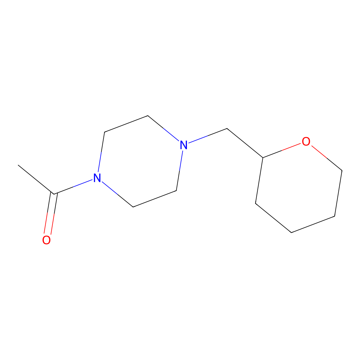 1-(4-((tetrahydro-2H-pyran-2-yl)methyl)piperazin-1-yl)ethan-1-one molecular structure, CAS 1794968-84-5
