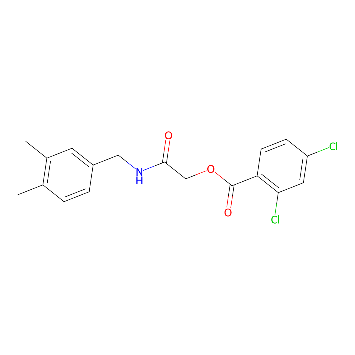 {[(3,4-Dimethylphenyl)methyl]carbamoyl}methyl 2,4-dichlorobenzoate molecular structure, CAS 1794983-02-0
