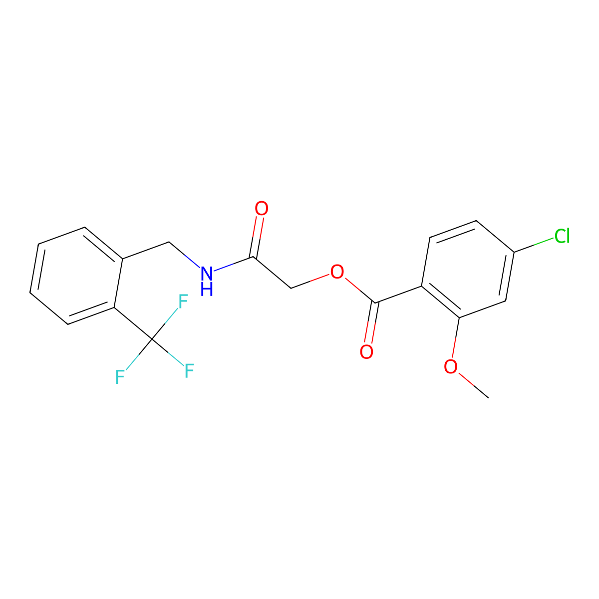 ({[2-(Trifluoromethyl)phenyl]methyl}carbamoyl)methyl 4-chloro-2-methoxybenzoate molecular structure, CAS 1794983-84-8